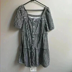 beachlunchlounge Gingham Coquette Square Neck Babydoll Sundress Fully Lined